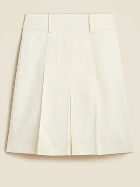 J. Crew Pleated Knee Length Linen Skirt in Ivory Size 8 NWT
